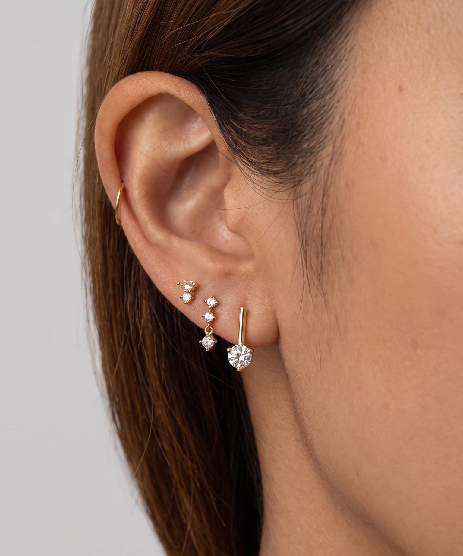 LE sensor earrings Marlow Gold CZ Bar Stud Earrings