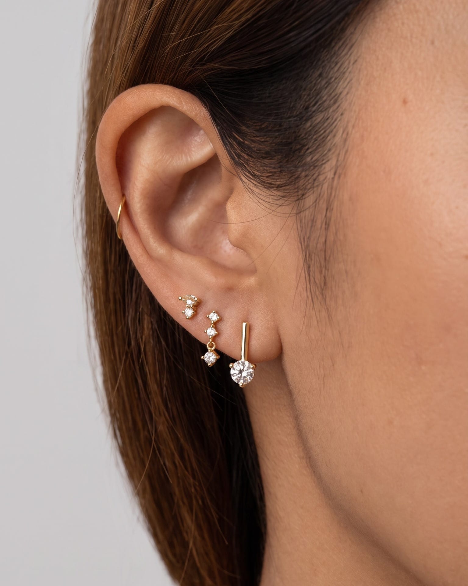 LE sensor earrings Marlow Gold CZ Bar Stud Earrings