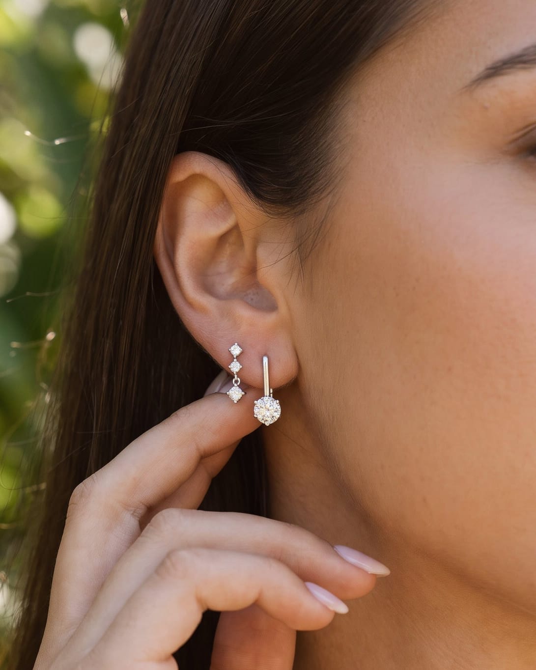 LE sensor earrings Marlow Silver CZ Bar Stud Earrings