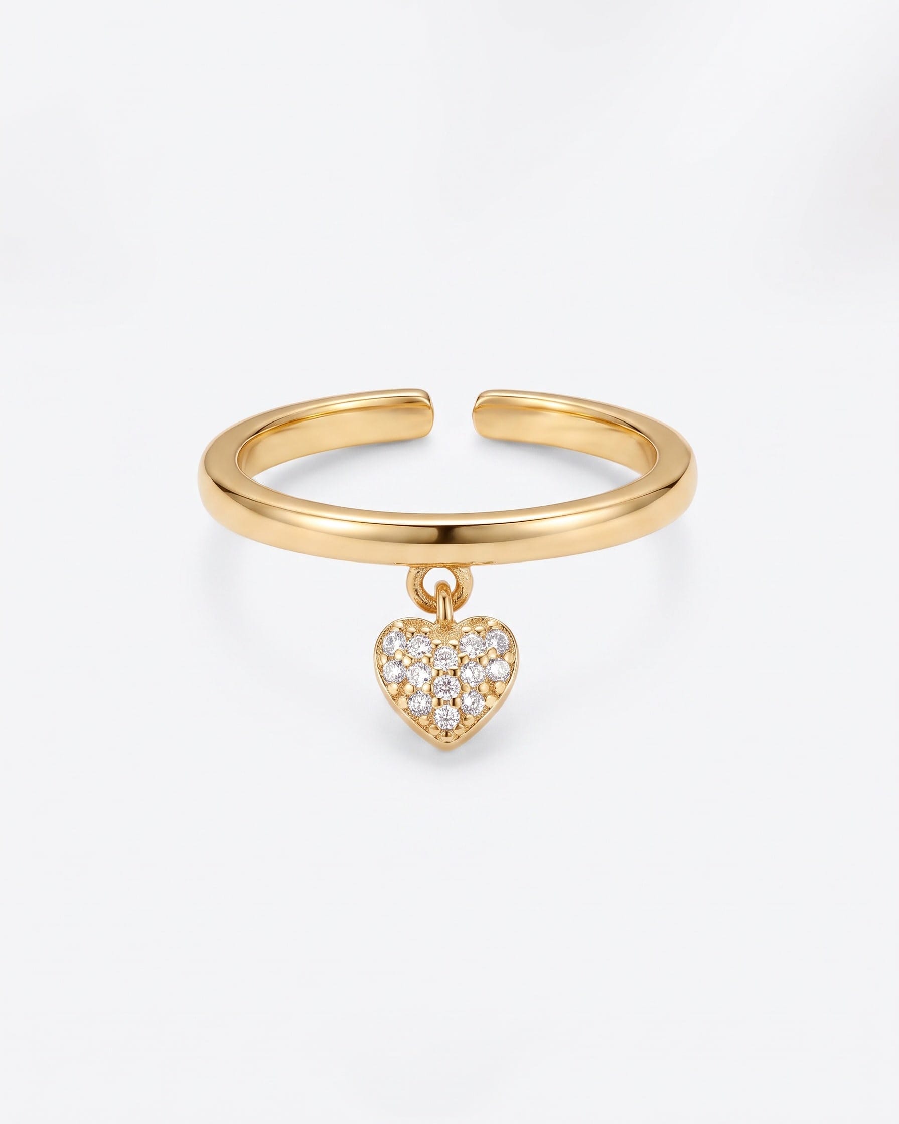 LE sensor Ring May Pavé CZ Heart Charm Ring