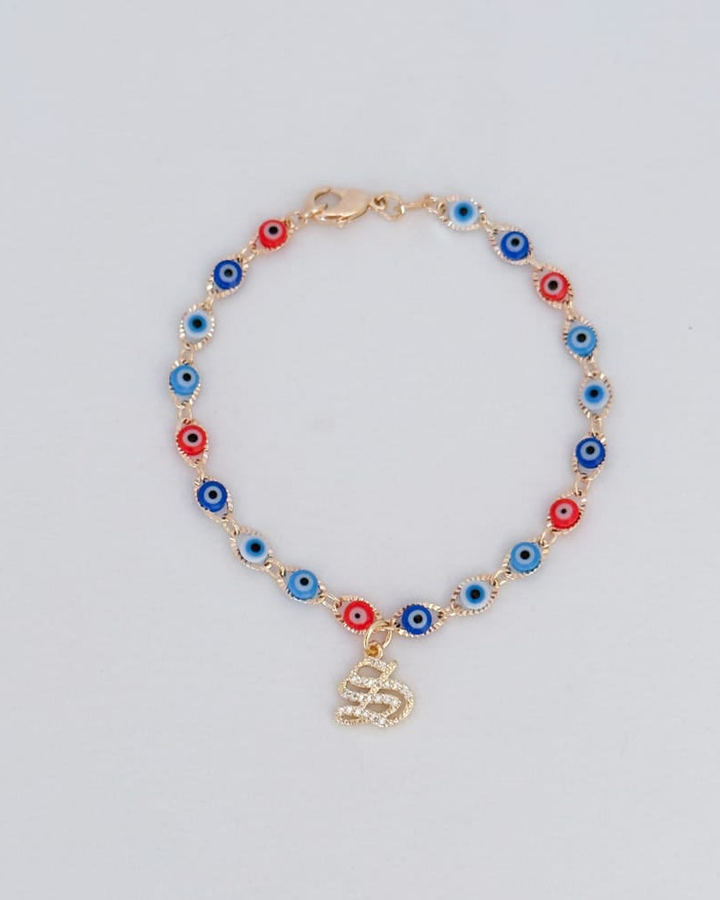 LE sensor Bracelet 6" Nika Initial Charm Bracelet