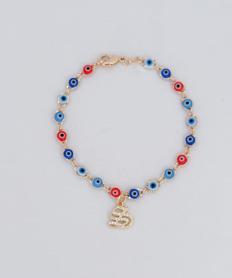 LE sensor Bracelet 6" Nika Initial Charm Bracelet