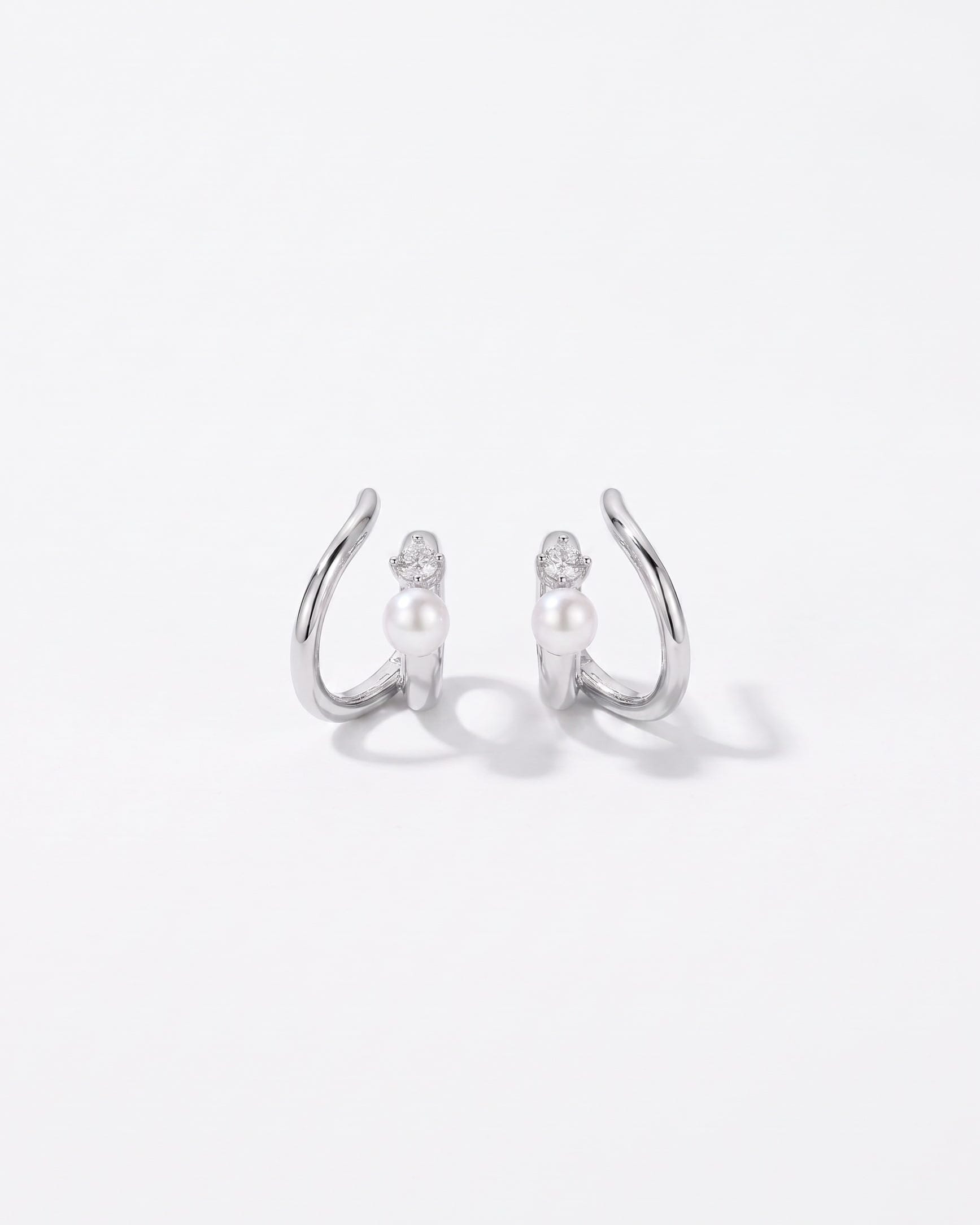 LE sensor earrings Odette Silver Pearl & CZ Sculptural Stud Earrings