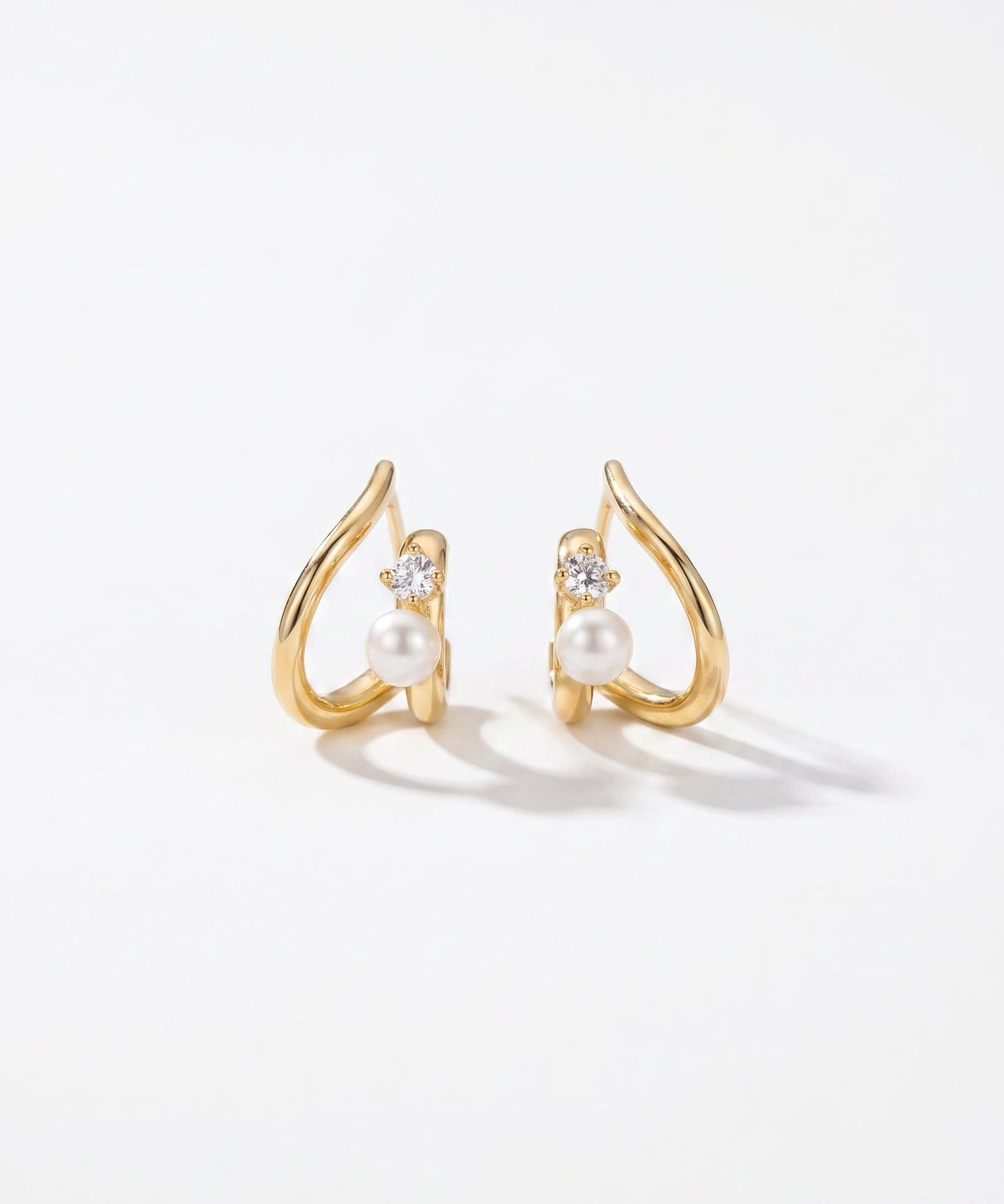 LE sensor earrings Odette Gold Pearl & CZ Sculptural Stud Earrings
