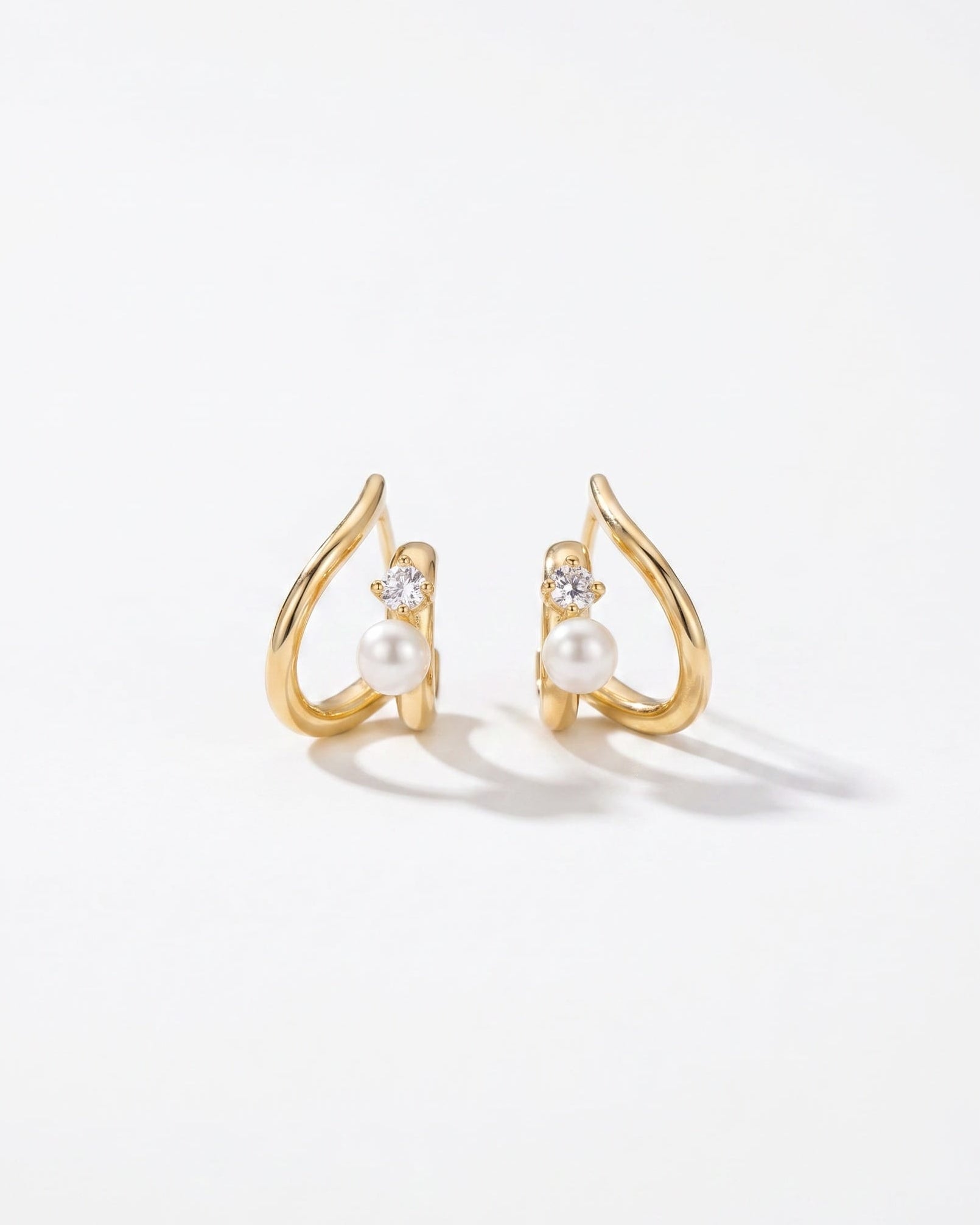 LE sensor earrings Odette Gold Pearl & CZ Sculptural Stud Earrings
