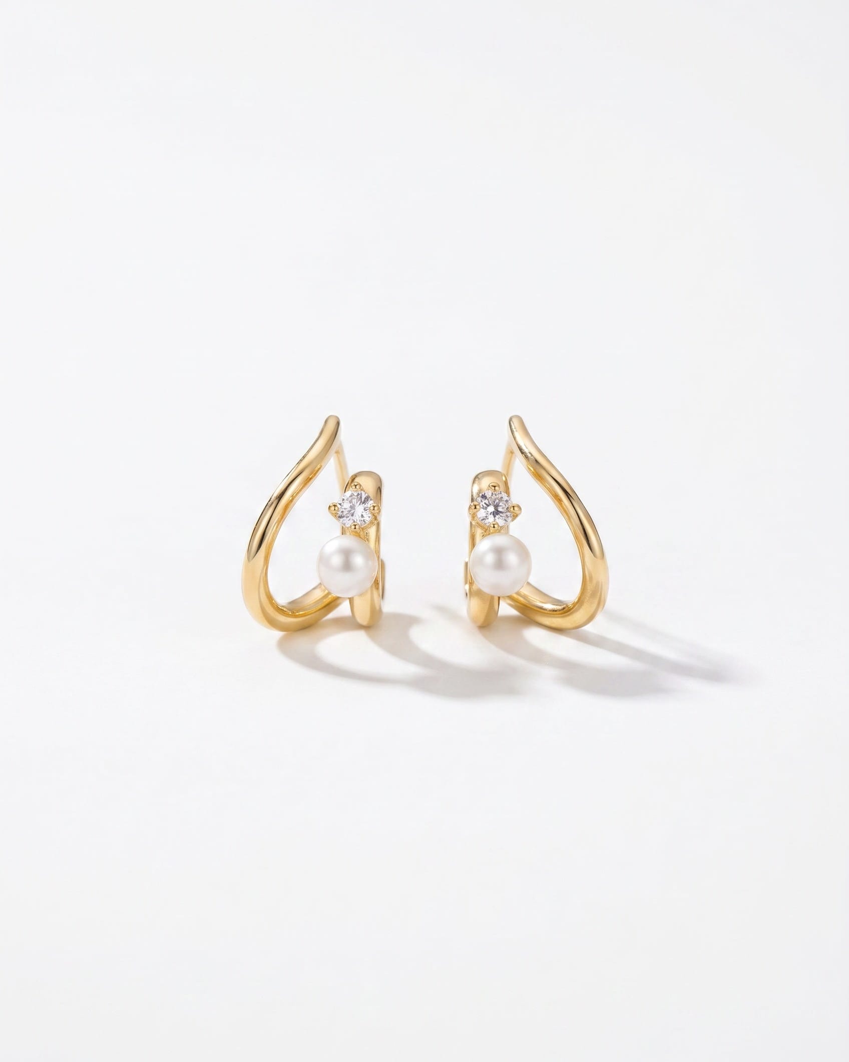 LE sensor earrings Odette Gold Pearl & CZ Sculptural Stud Earrings