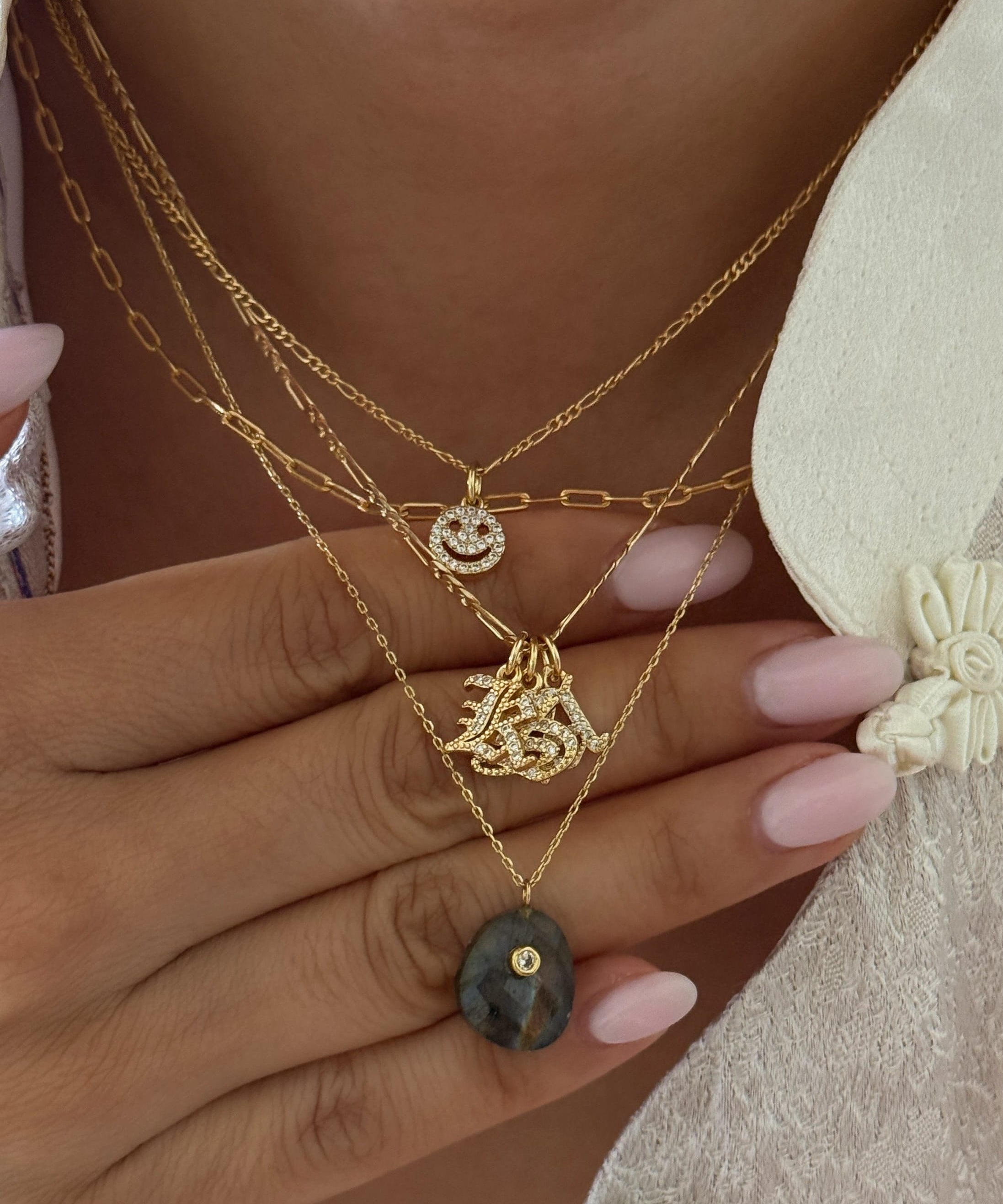 LE sensor necklace Prism Iridescent Grey & CZ Pendant Necklace