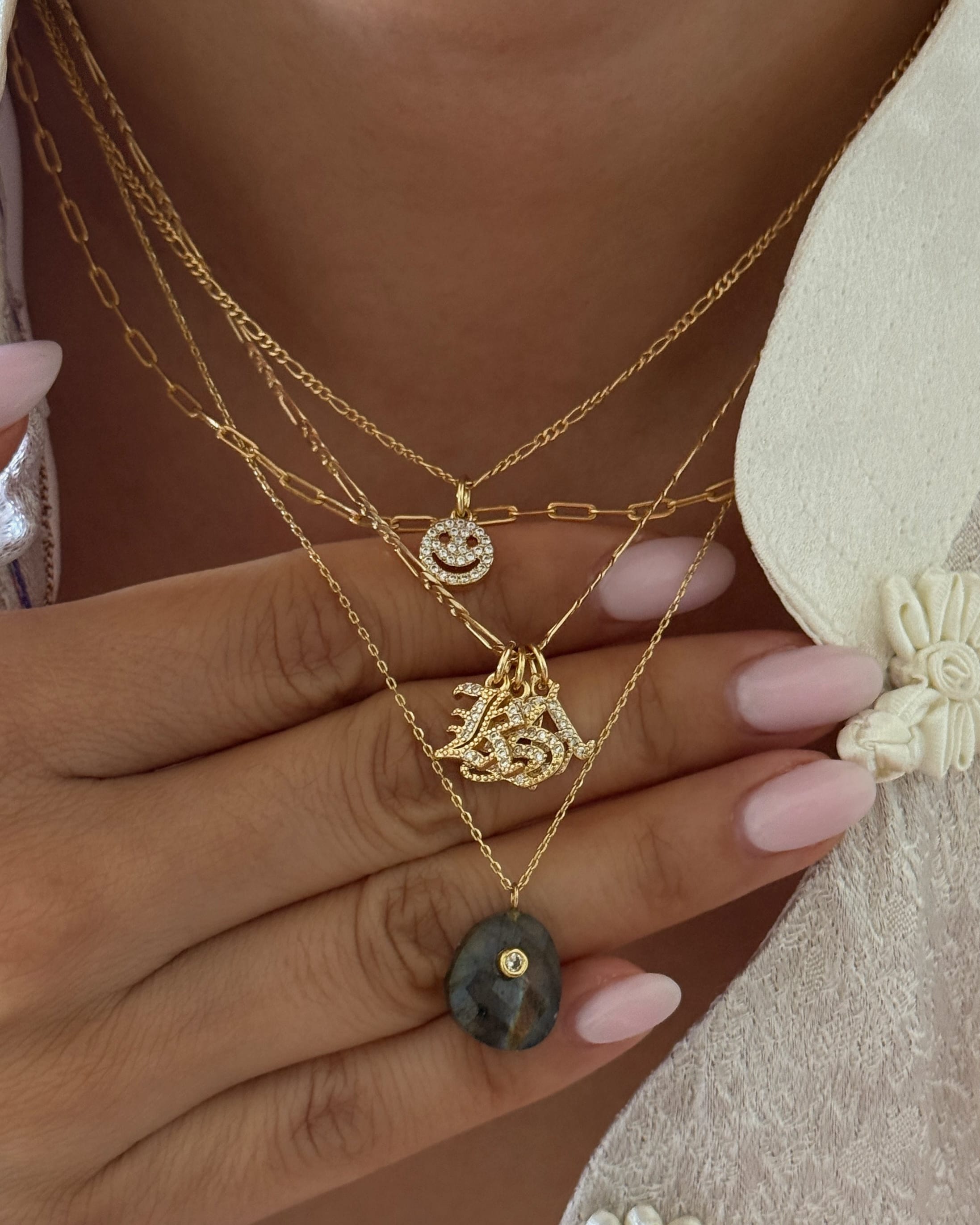 LE sensor necklace Prism Iridescent Grey & CZ Pendant Necklace