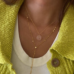 LE sensor necklace Prism Pink Quartz & CZ Pendant Necklace