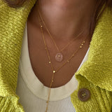 LE sensor necklace Prism Pink Quartz & CZ Pendant Necklace
