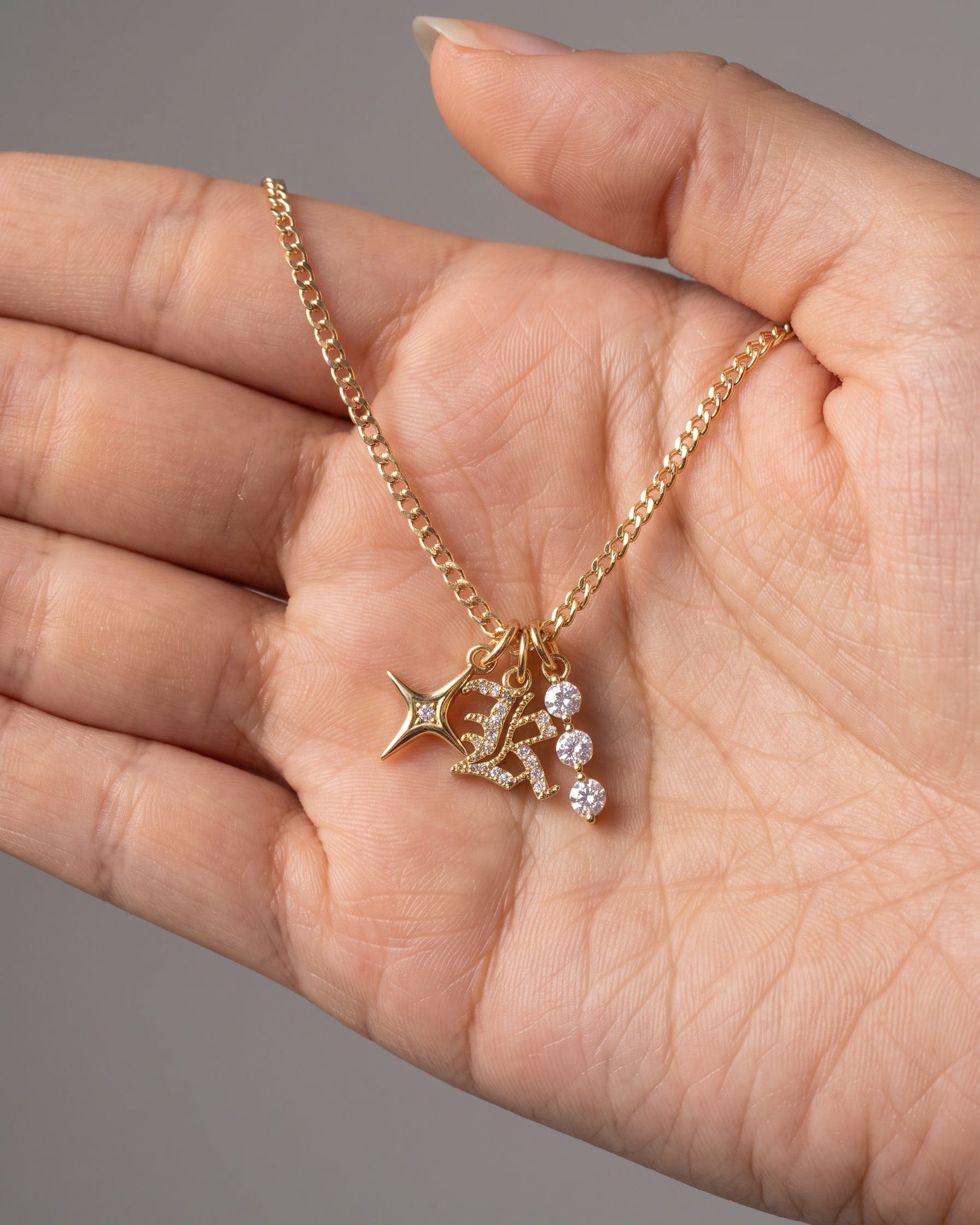 LE sensor necklace Selene Star Initial Charm Necklace