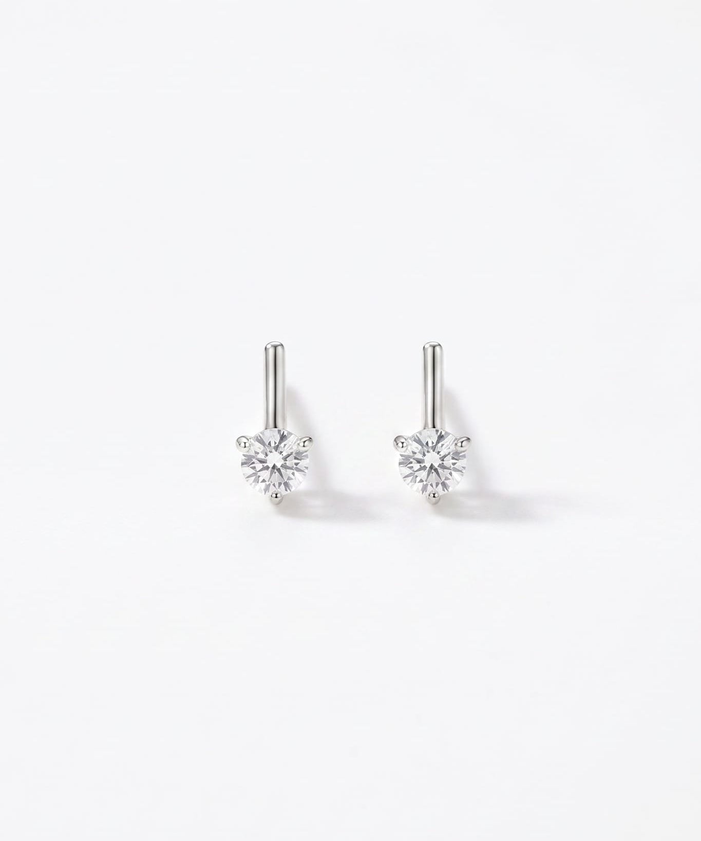 LE sensor earrings Marlow Silver CZ Bar Stud Earrings