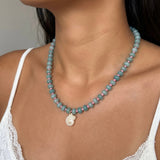 LE sensor necklace Solara Aqua Gemstone & Shell Pendant Necklace