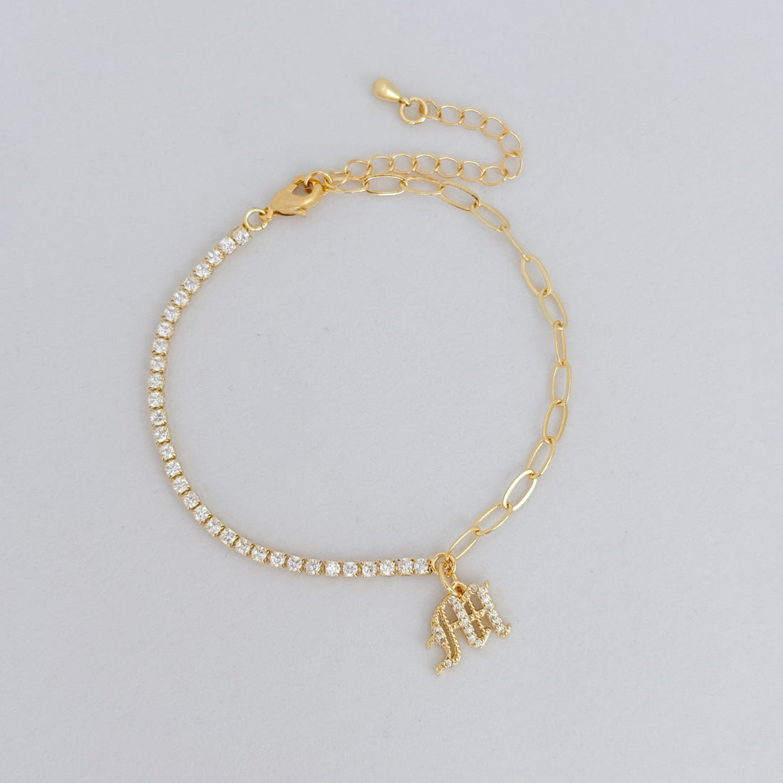 LE sensor Bracelet Luca Initial Charm Tennis Bracelet