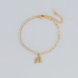 LE sensor Bracelet 6" Luca Initial Charm Tennis Bracelet