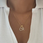 LE sensor necklace Skinny Figaro Chain / 16" Classic Initial Necklace - Three Styles