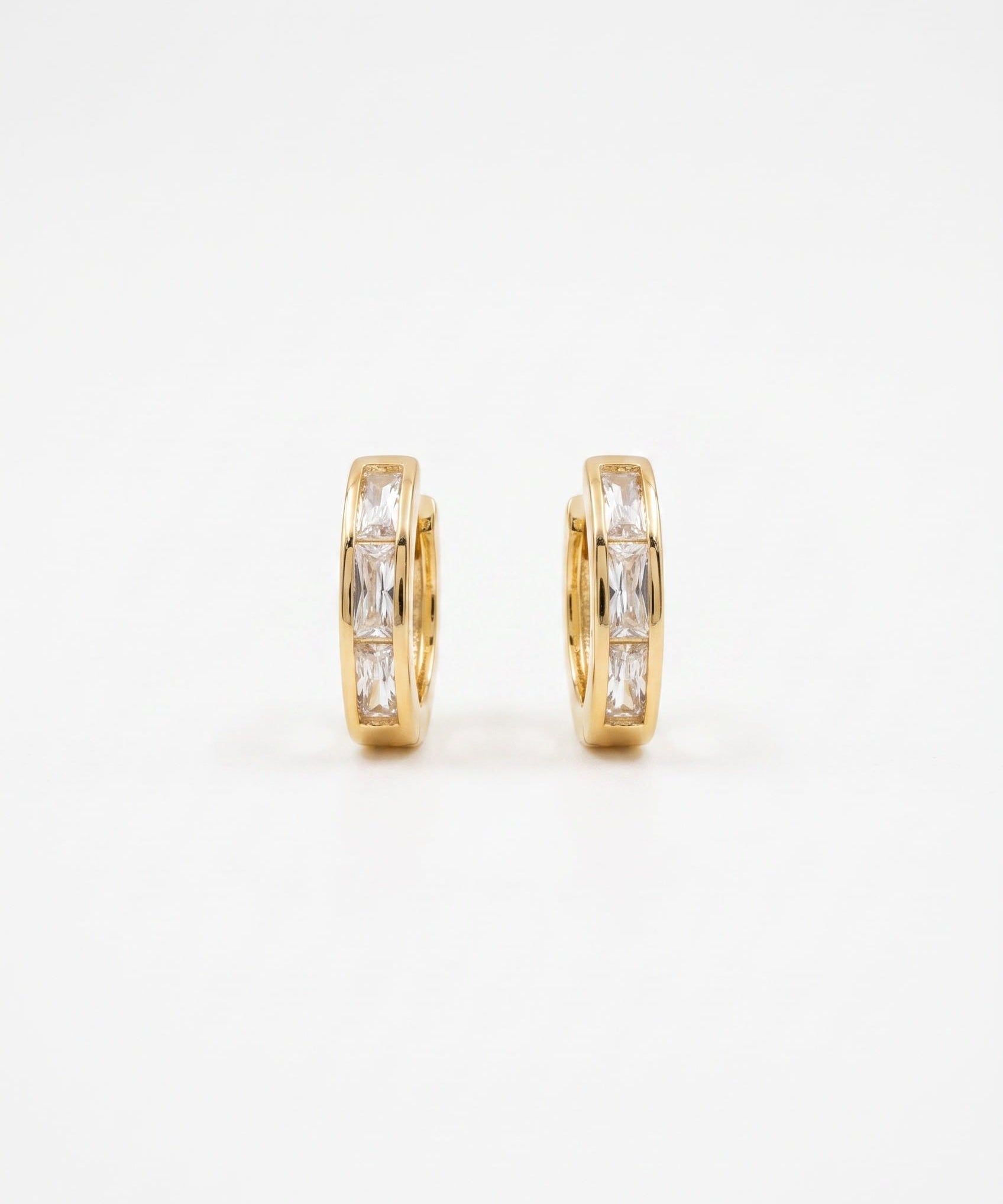 LE sensor earrings Vesper Baguette CZ Huggie Earrings