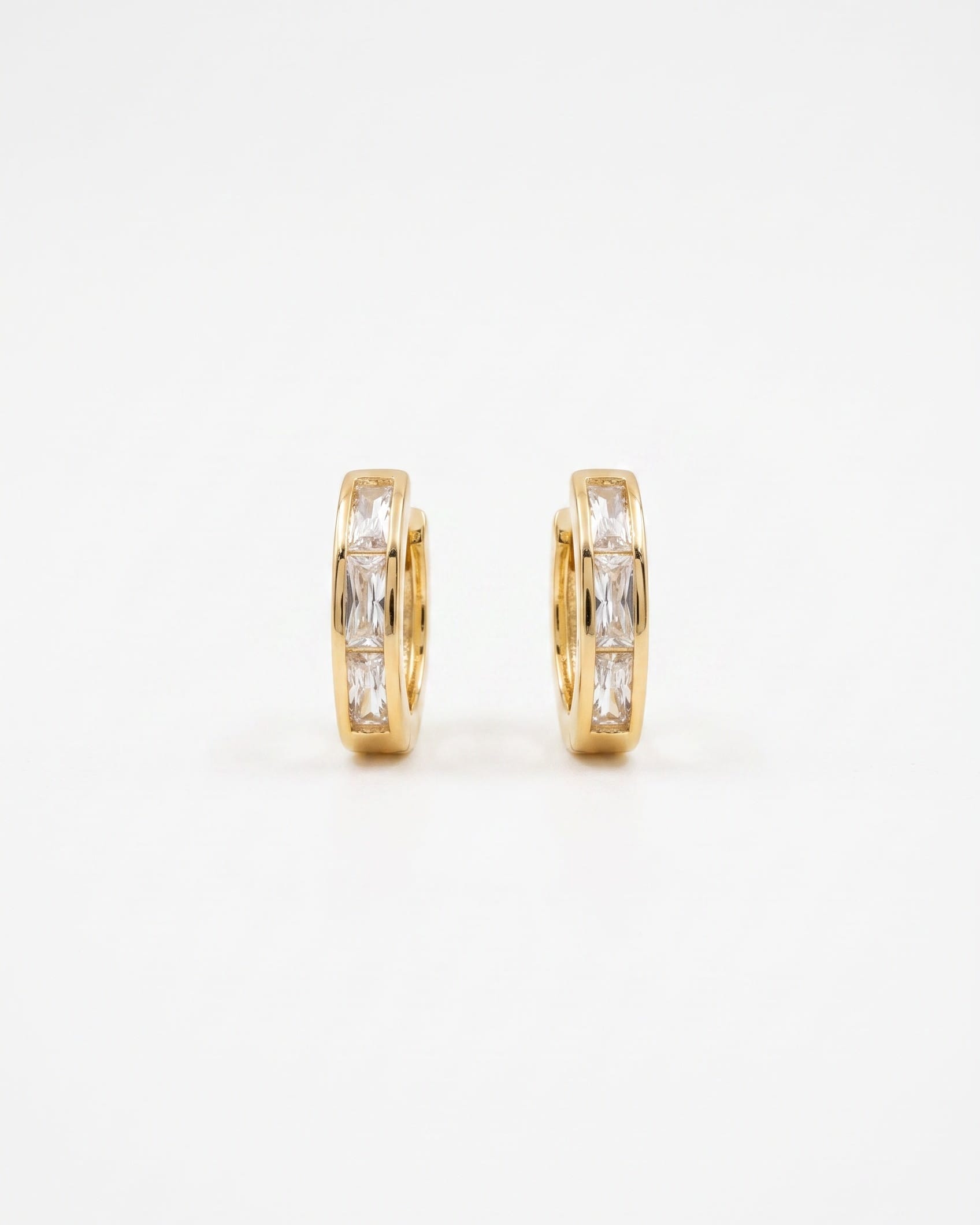 LE sensor earrings Vesper Baguette CZ Huggie Earrings